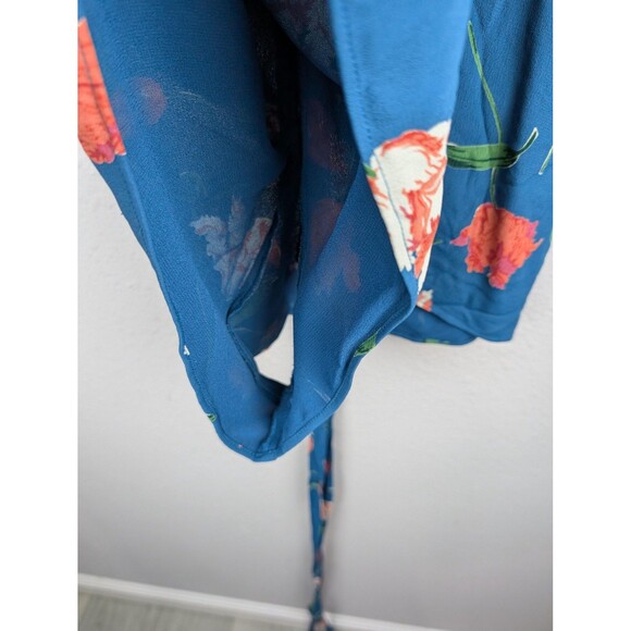 Privacy Please Romper Womens Small Blue Floral V Neck - Picture 5 of 10